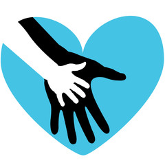 Hand of child and father or parent. Happy Father's Day greeting card