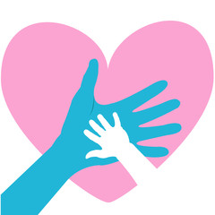 Hand of child and father or parent. Happy Father's Day greeting card