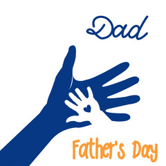 Hand of child and father or parent. Happy Father's Day greeting card