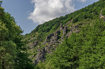 Large and well formed rocks resemble humans, beasts and other bizarre forms of peak Garvanets or raven is the most interesting natural landmark of Lozenska mountain, Bulgaria   