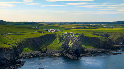 Dunluce Castle in North Ireland - aerial view - travel photography