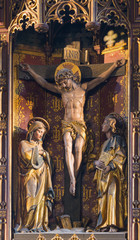 LONDON, GREAT BRITAIN - SEPTEMBER 17, 2017: The carved Crucifixion on the main altar in church St....