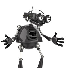 vintage red robot in a white background