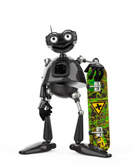 vintage robot is on the skate in a white background
