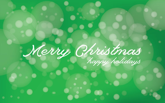 Bokeh vector background for Christmas greeting cards. Green sparkle magic blurry effect with copy space for your text. Defocused wallpaper with glowing circles.
