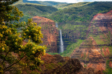 Waipo'o Falls, Waimea Canyon, Kauai, Hawaii. Waipo'o Falls is a fantastic waterfall on Kokee Stream...