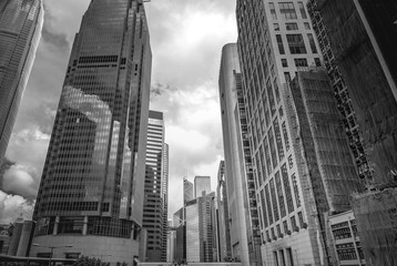 Hong Kong Commercial Building Close Up with B&W style