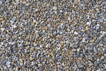Rubble. Texture and background of crushed stone, pebbles, gravel. Crushed stone.