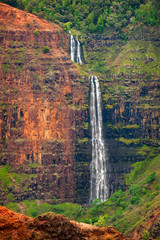Waipo'o Falls, Waimea Canyon, Kauai, Hawaii. Waipo'o Falls is a fantastic waterfall on Kokee Stream...
