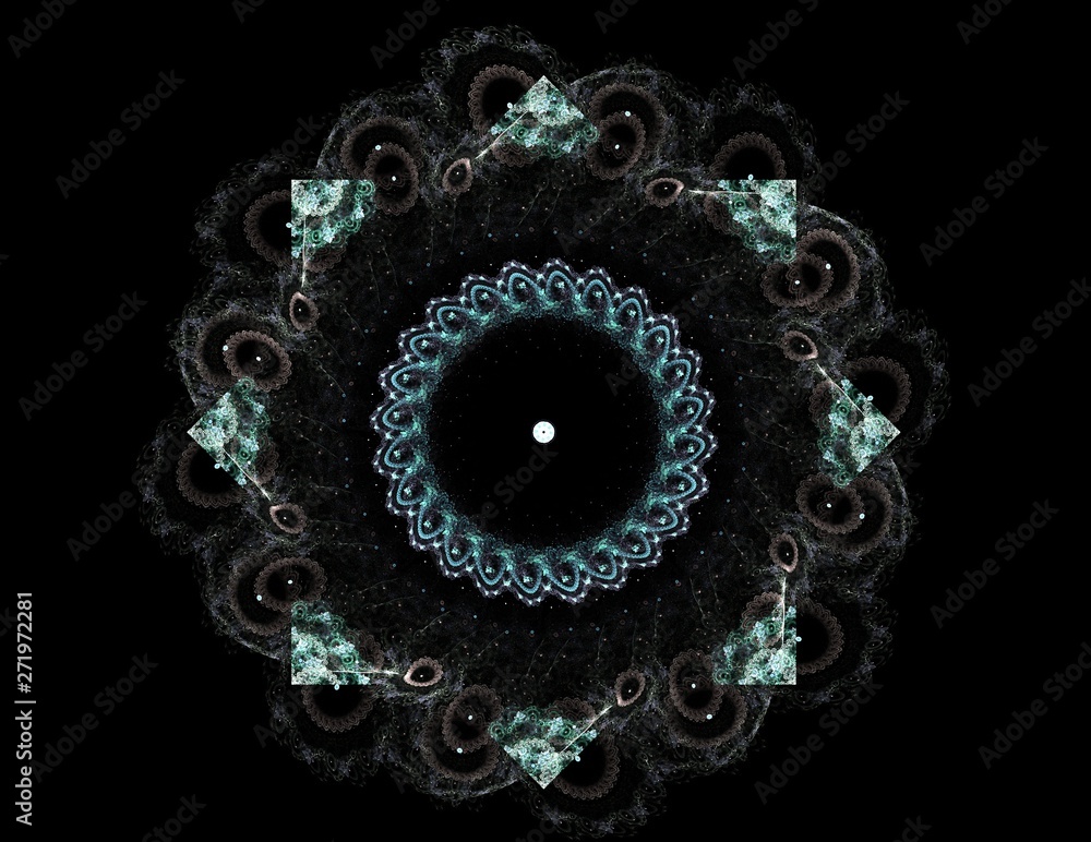 Poster fractal radial pattern on the subject of science, technology and design