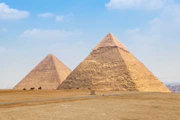 Obraz na płótnie Canvas The Pyramid of Khufu and the Pyramid of Khafre in Egypt