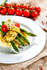 Grilled chicken fillet and vegetables