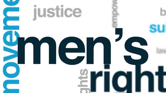 Men's rights animated word cloud. Kinetic typography.