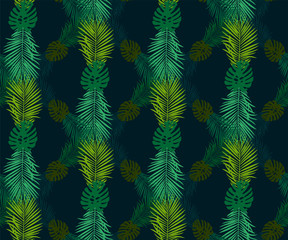 Vector tropical flowers and leaves pattern. Exotic seamless pattern ornament. Vector pattern. 