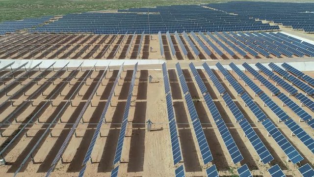 Aerial photography desert solar photovoltaic power station