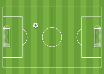 Football game green lawn field with ball, vector illustration © katerynalim