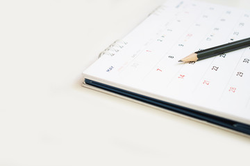 Calendar and pencil prepare to note important days or event day
