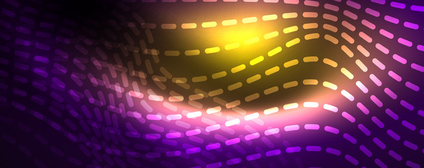 Obraz premium Neon vector wave lines abstract background, magic futuristic techno design