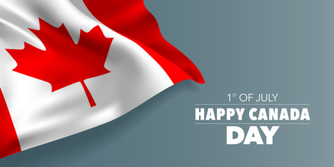 Happy Canada day greeting card, banner with template text vector illustration