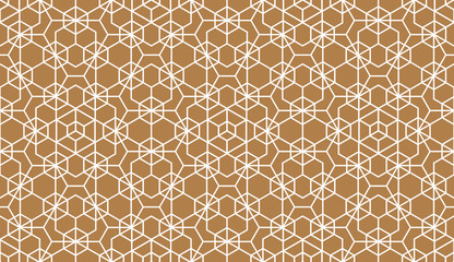 The geometric pattern with lines. Seamless vector background. White and gold texture. Graphic modern pattern. Simple lattice graphic design