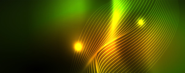 Shiny neon vector wave line abstract background, motion concept