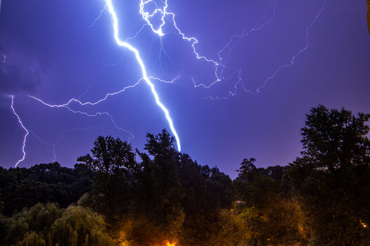 A photo of lightning in the sky.
