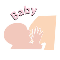 Color baby silhouette during breastfeeding- sign and symbol