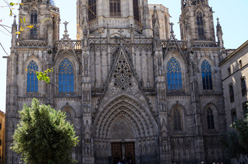 Fototapeta premium Catedral de Barcelona, fachada principal