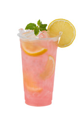 Lychee soda on white background