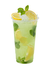 Ice green lemon soda drink