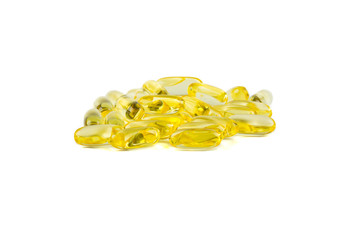 capsules Omega 3 isolated on white background