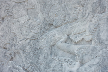 Wall stone carving sclupture of Ramakien Performance