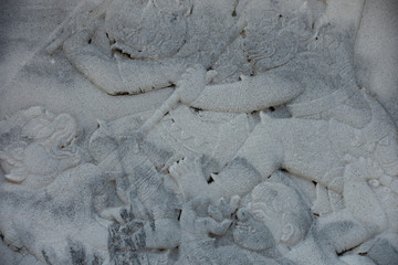 Wall stone carving sclupture of Ramakien Performance