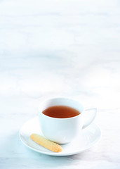 Hot tea drink breakfast on marble floor