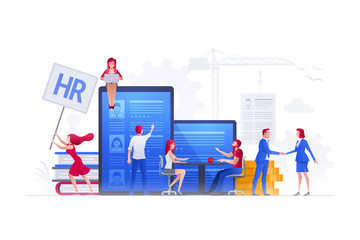People are working on hiring, human resources and recruitment together