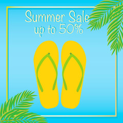 summer icon with flip flops, slippers