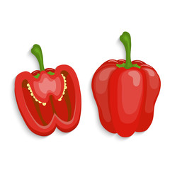 Realistic red bell pepper, vector illustration