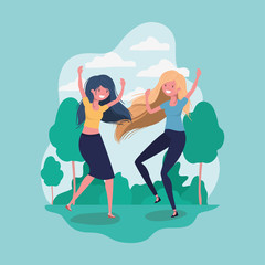 Friendship of girls cartoons design