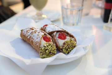 Sicilian cannoles with candied fruit