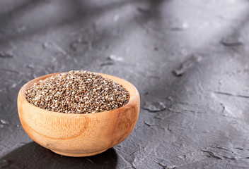 Organic chia seeds - Salvia hispanica. Text space