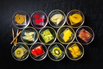 フルーツゼリー　Colorful sweet delicious fruit jelly