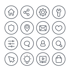 Basic line icons for web, vector