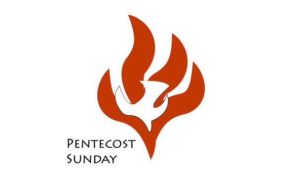 Pentecost Sunday card design, typography for print or use as poster, flyer or T shirt