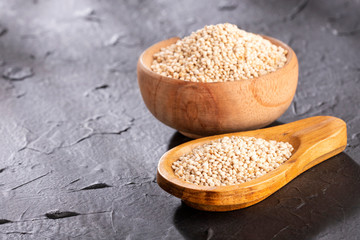 White Quinoa Seeds - Chenopodium quinoa. Text space