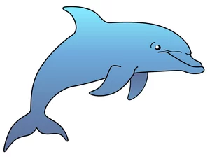 Foto auf Acrylglas Marine mammal dolphin. Funny cute dolphin jumps out of the water. Full color vector image. © Hanna