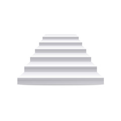 Realistic white staircase and stair with straight view.