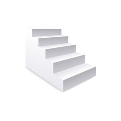 Side view of white realistic stair and staircase, concept of business and career success.