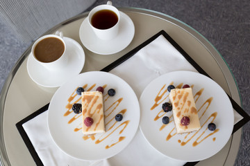 UAE. New York cheesecake with berries