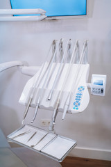 Modern Medical office of dentistry. Tools, Burnishers dentist and dental Light.