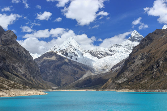 turquoise lake in the andes mountains in peru